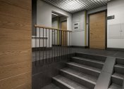 Дизайн лестничной клетки, красивый подъезд, современный подъезд,