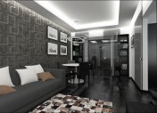 гостиная, черный пол, студия дизайна М5