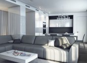 интерьер гостиной совмещенной с кухней