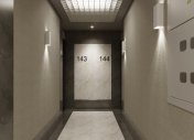 дизайн подъездов в минске, цифры в дизайне подъезда, светодиодное освещение в подъезде