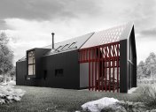 фасады дома из профнастила,
M5 Architects, дом в стиле барнхаус