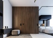 Дизайн коридора в современном стиле, шпон в интерьере, стеновые панели  шпон