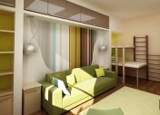 3d визуализация детской комнаты, детская в современном стиле