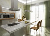 3d кухни, фотообои на кухне, минимализм в интерьере