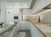 дизайн кухни, профессиональный дизайн интерьера, плитка соты в кухне, современная кухня, квартира в маяке Минска