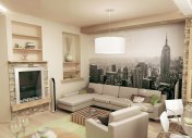 3d визуализация, фотообои в интерьере, современный дизайн квартиры