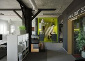 интерьер офиса в стиле лофт, дизайн кабинета, студия М5