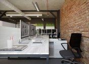 кирпич в интерьере офиса, интерьер офиса
